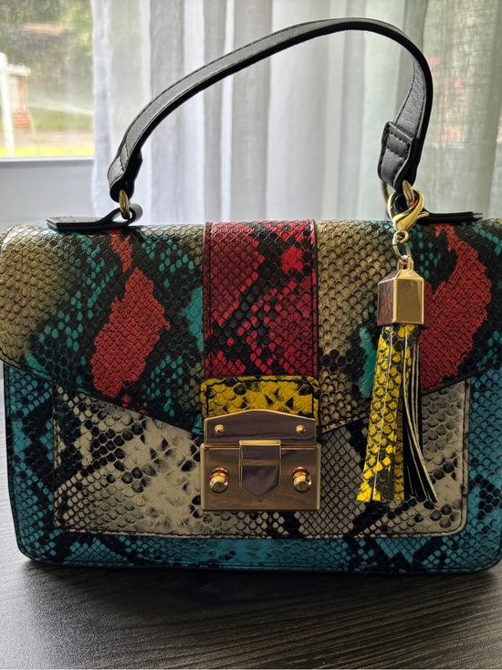 Aldo Handbags - Aldo Glendaa Multicolor Snake-Effect Top Handle Satchel with Tassel SKU 31